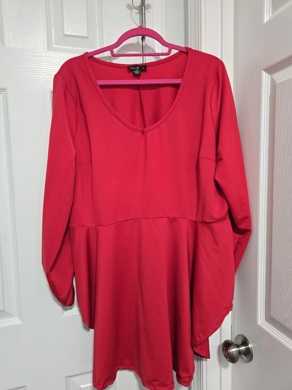 Red V-Neck Peplum Tunic